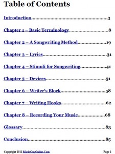 the no bs songwriter's bible table of contents