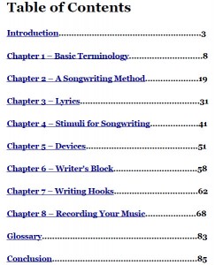 the no bs songwriter's bible table of contents